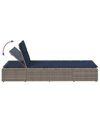 Patio Sunbed Grey PE Rattan Standard Adjustable Armrests