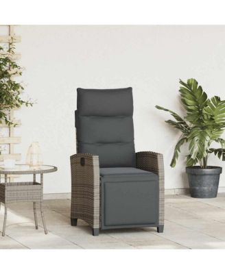 Reclining Garden Chair Grey PE rattan, powder-coated steel Medium