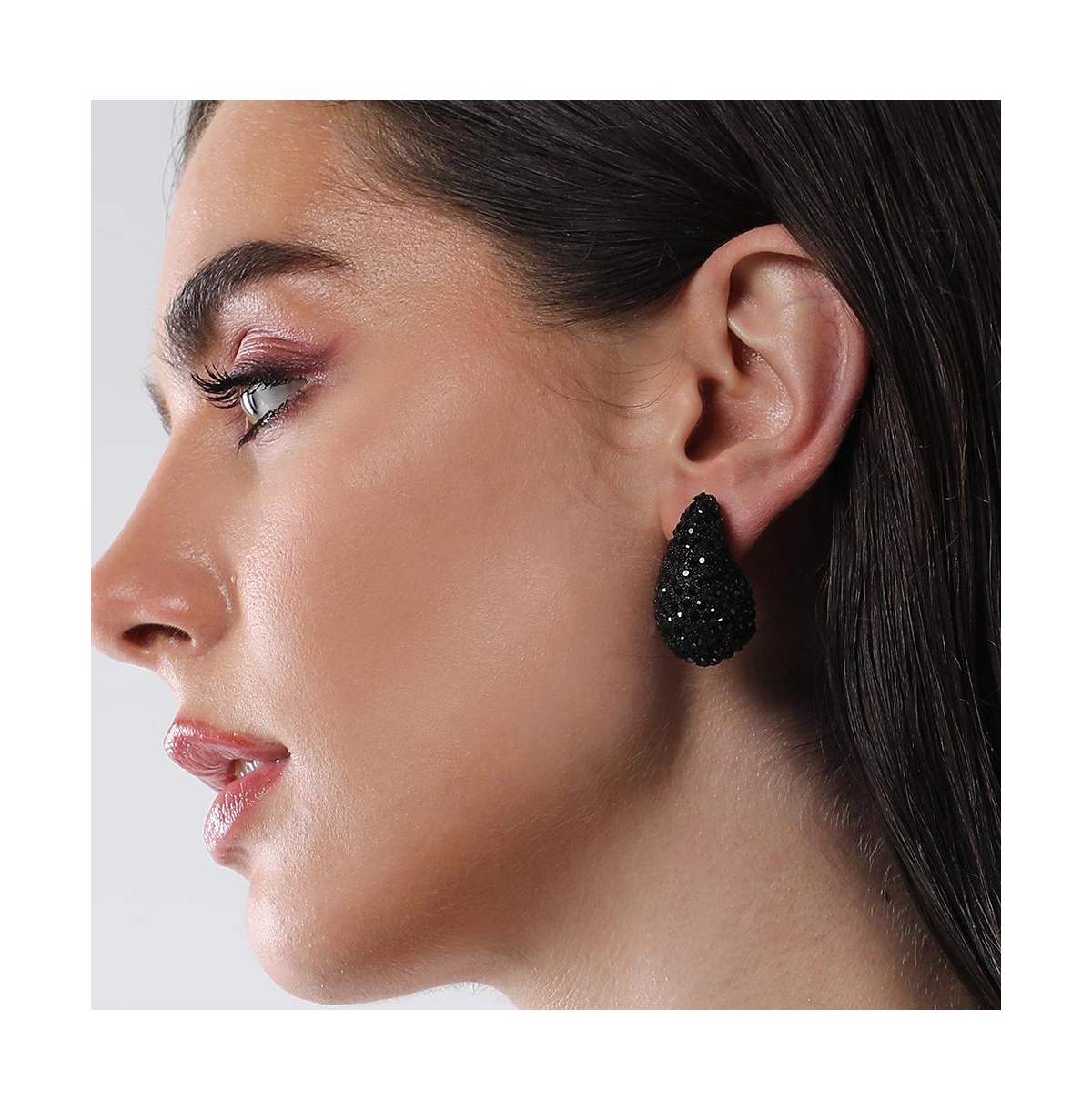 Sohi Women's The Medium Cristal Teardrop Stud Earrings In Black