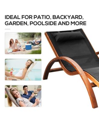 - Black Outdoor Chaise Lounge Chair with Breathable Sling Mesh
