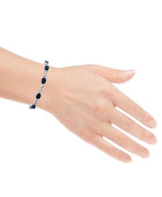 Oval Sapphire (11 ct. t.w.) and Diamond Bracelet (0.005 ct. t.w.) in Sterling Silver