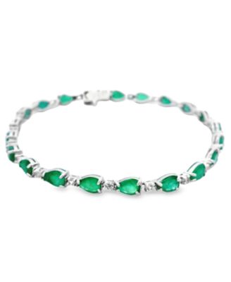 Pear Sapphire (10.50 ct. t.w.) and White Sapphire Bracelet (0.04 ct. t.w.) in Sterling Silver (Also in Emerald)