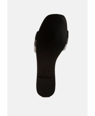 Womens Chrisy Rhinestone Strap Slip On  Flats