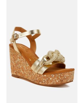 Womens Emelda Chain Link Detail Wedge Sandals