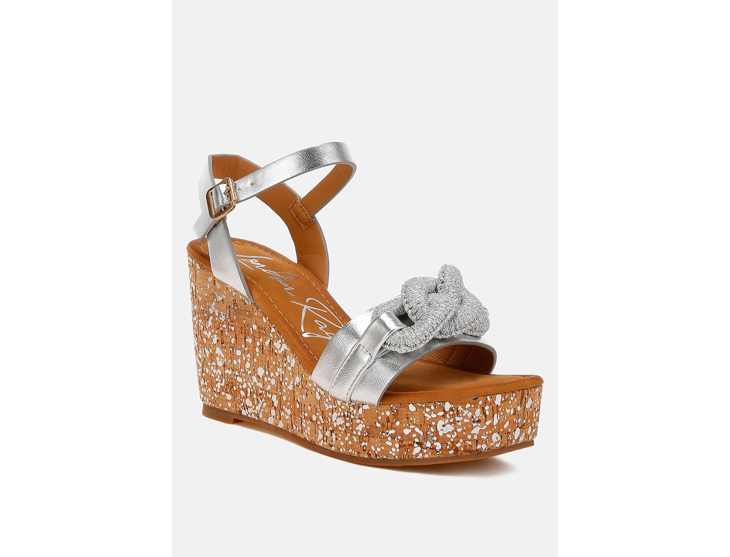 Женские сандалии London Rag Emelda Chain Link Detail Wedge, цвет: Серебряный — фото 5
