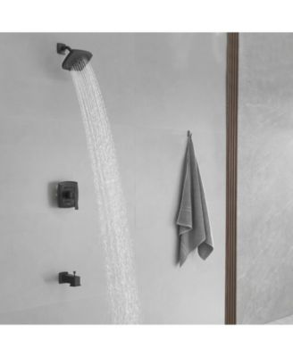 Valve Included Modern Single-Handle 2-Spray Rainfall Square Shower Faucet Set with Tub Spout Combo