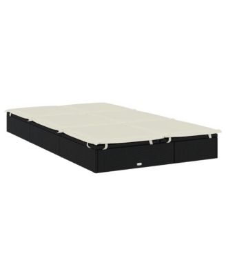 Sunbed Black PE Rattan Double Adjustable Armrests Sunbed