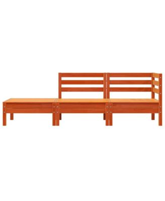 Garden Sofa Wax Brown Solid Pine Wood 3-Seater Modular