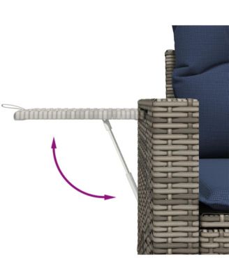 Patio Sofa with Cushions 2-Seater Gray Poly Rattan
