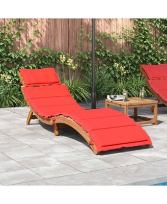 Sunlounger Red Solid acacia wood, 100% polyester cushion Standard