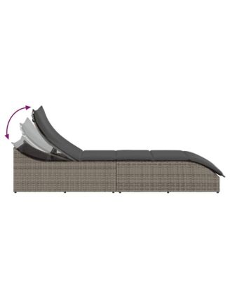 Folding Sun Lounger Grey PE rattan, powder-coated steel Standard