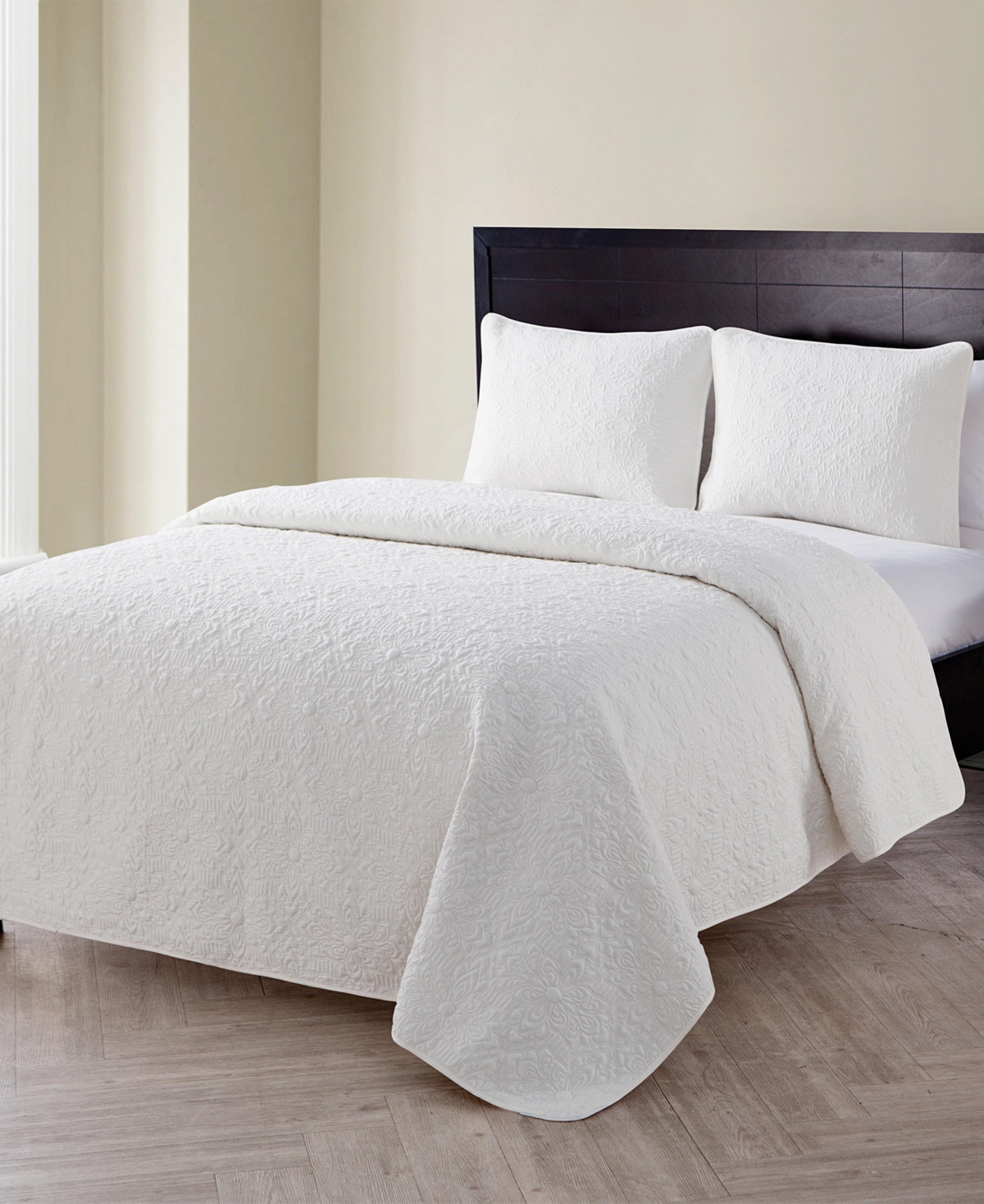 Vcny Home Caroline Embossed 3-pc. Quilt Set, Full/queen In White