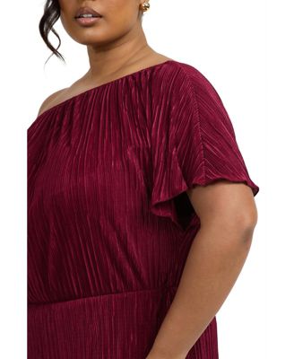 Women's Off-The-Shoulder Plisse Midaxi Dress