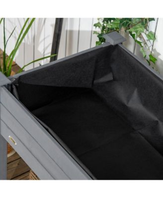 Outsunny Elevated Wooden Planter Box with Wheels