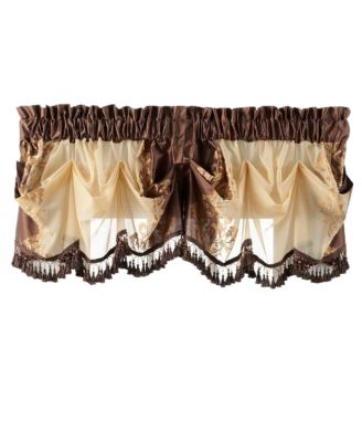 Danbury Custom Austrian Embroidered Rod Pocket Window Valance Treatment  - 54 in. W x 20 in. L, Cranberry