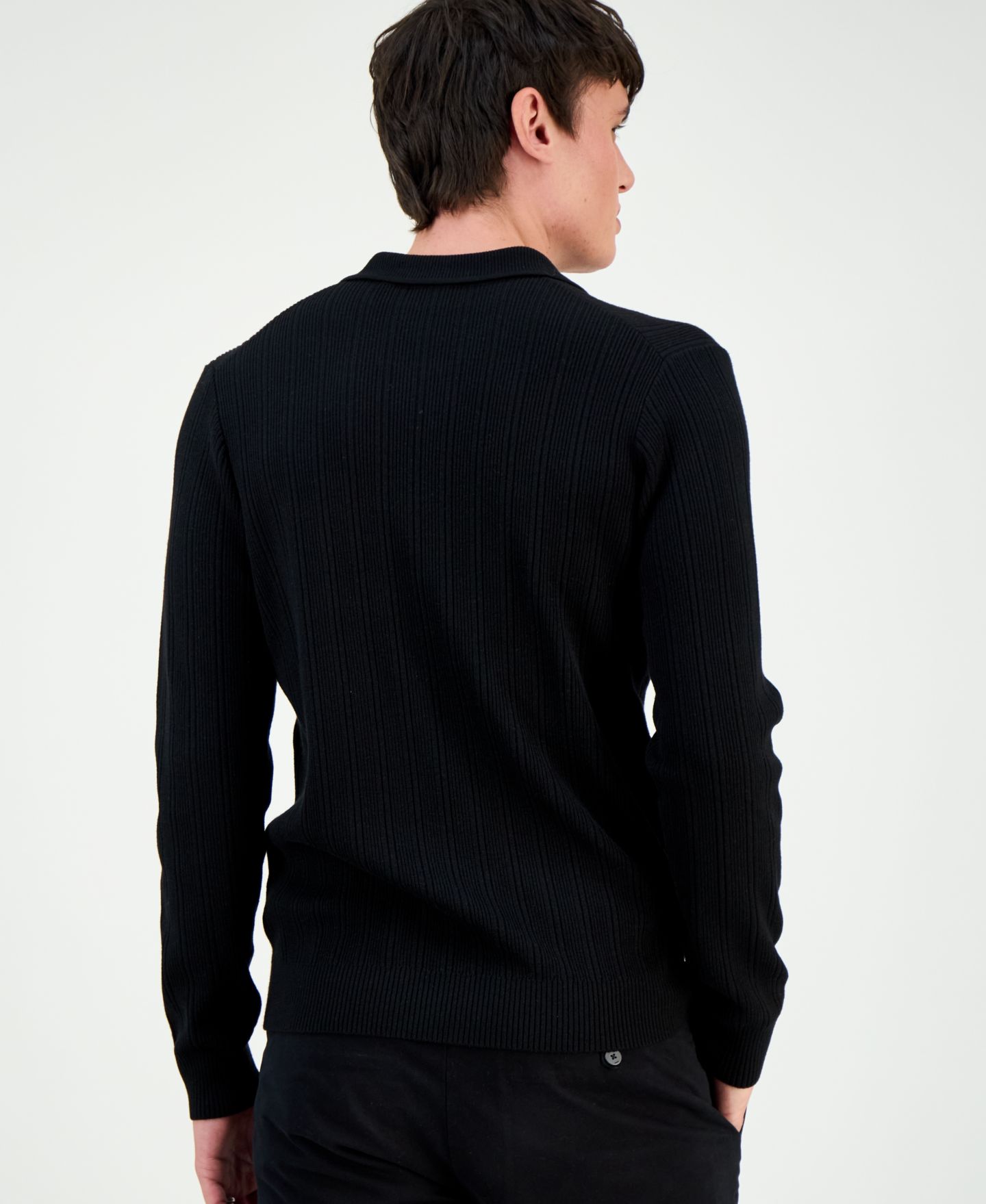 Мужской свитер Hugo Boss Hugo by Sastoro Long-Sleeve Quarter-Zip Textured, цвет: Чёрный — фото 4