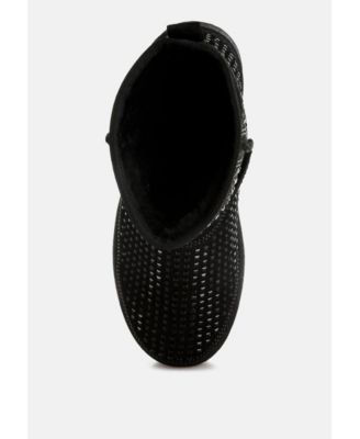 Womens Xoras Chunky Rhinestones Ankle Boots