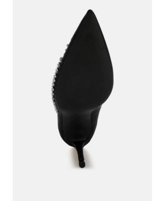Womens Ashlyn Rhinestones Embellished Satin Stiletto Women's Pumps