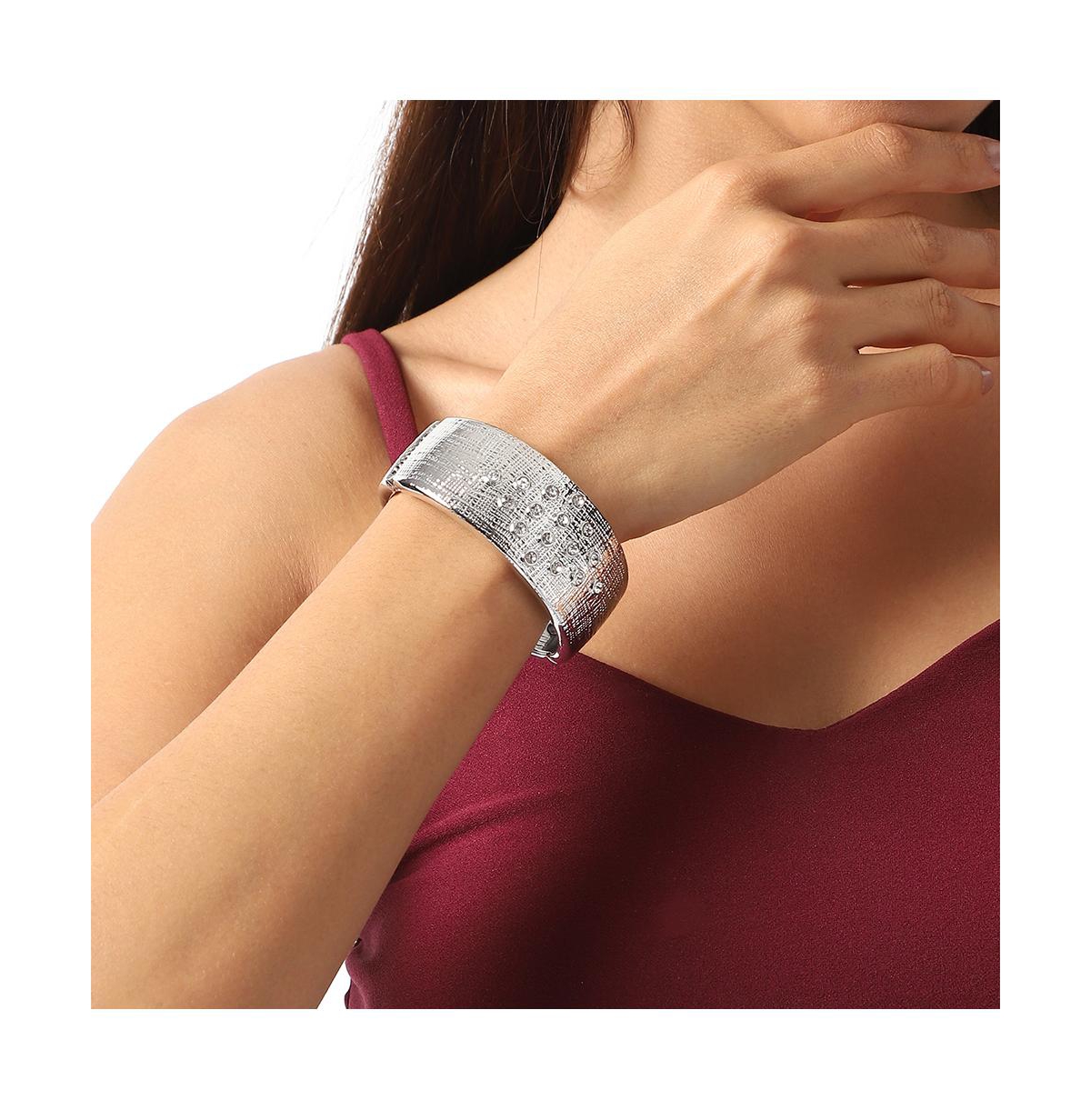Sohi Crystal Rhombus Bracelet In Silver