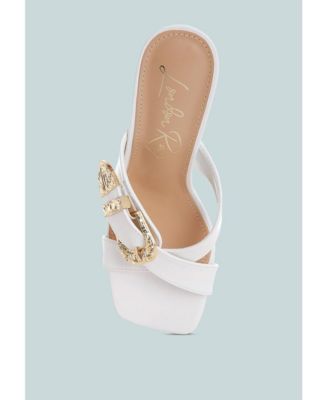 Womens Mohaya Engraved Metallic Buckle Sandals