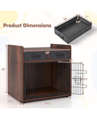 Industrial Dog Crate Indoor Doge Kennel w/Wide Countertop 2 Fabric Drawers