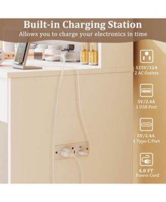 Vanity Desk with Adjustable Brightness and 3 Light Modes for Bedroom