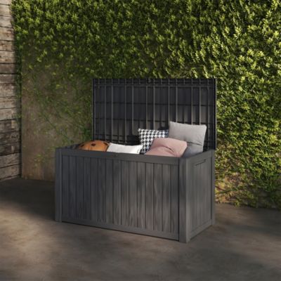 190 Gallon Patio Waterproof Resin Deck Box Lockable Outdoor Storage Garden Tools