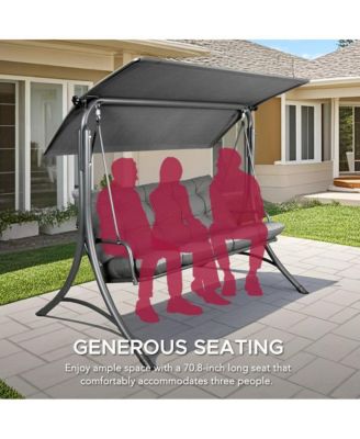 3-Person Deluxe Outdoor Patio Garden Steel Frame Swing