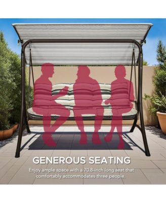 3-Person Deluxe Outdoor Patio Garden Steel Frame Swing