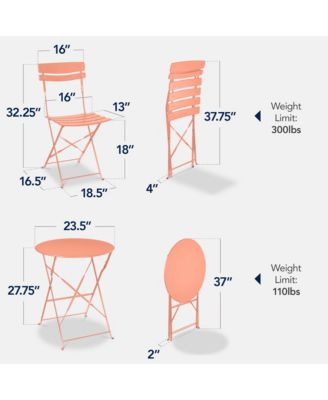 3-Piece Small Bistro Set, Folding Patio Furniture Set of 2 Chairs and Table