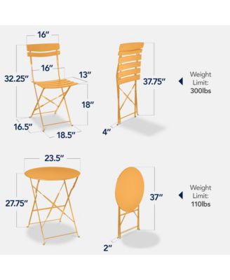 3-Piece Folding Patio Bistro Set with 2 Chairs and Table