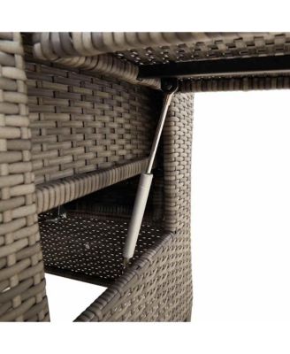 Reclining Garden Chair Grey PE rattan Medium Height-Adjustable