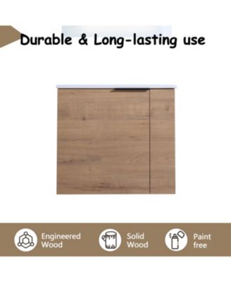 22" Soft-Close Door Floating Bathroom Vanity with Ceramic Sink