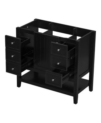 Bathroom Vanity without Sink Cabinet Base Only One Cabinet and three Drawers Black