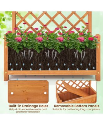 2PCS 60'' Tall Raised Garden Bed w/Diamond Lattice Trellis Drainage Holes