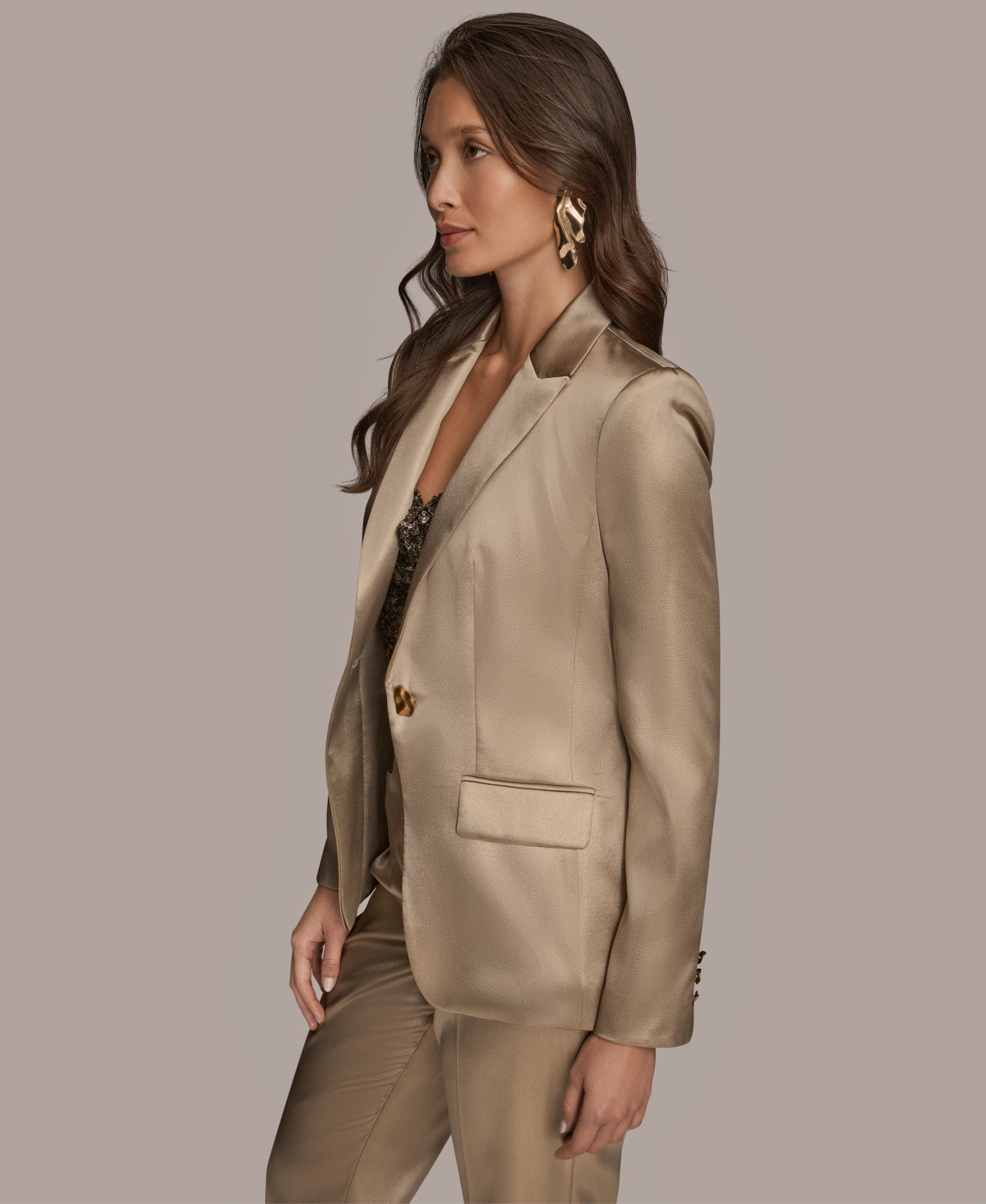 Donna Karan New York Satin One-button Blazer