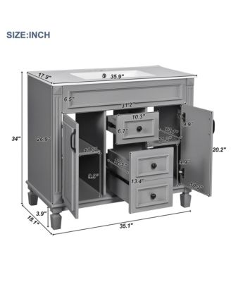 36inch Bathroom Vanity with Top Sink Modern Bathroom Storage Cabinet with 2 Soft Closing Doors and 2 Drawers Single Sink Bathroom Vanity