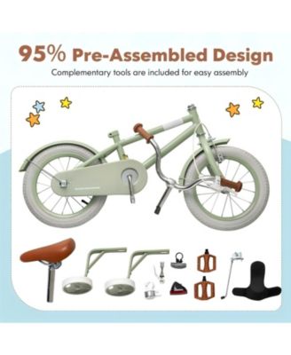 Kids Bike with Adjustable Handlebar and Saddle Green-18 Inches