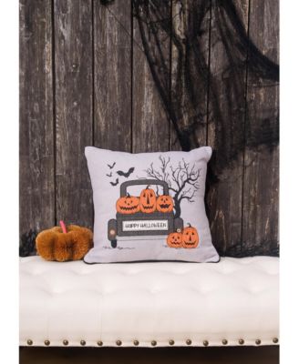 Halloween Pickup Truck Accent Throw Pillow, 18&amp;#x22; x 18&amp;#x22; With Light-Up LED