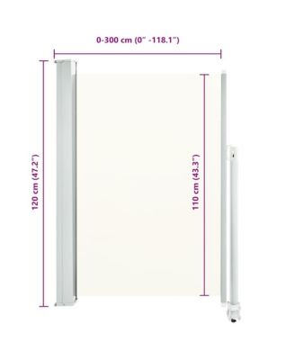 Side Awning Cream Polyester, Powder-Coated Iron 47.2 x 118.1 in