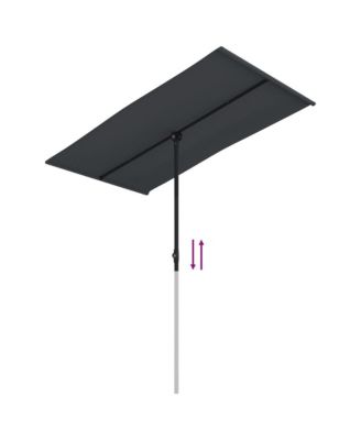 Garden Parasol Black Polyester, Aluminum Medium Height-Adjustable