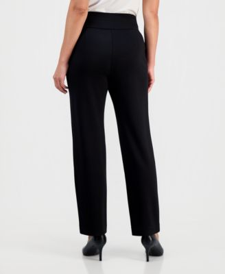 Petite High-Rise Pull-On Straight-Leg Pants 