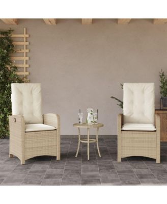 Reclining Garden Chair Set of 2 Beige