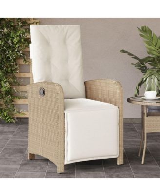 Reclining Garden Chair Beige Poly Rattan Medium