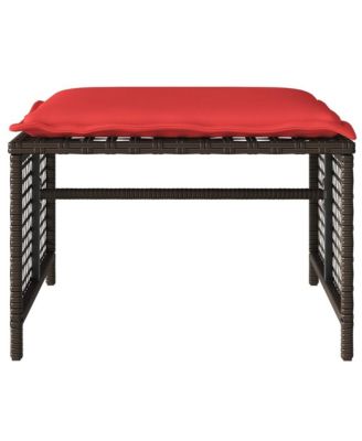 4 Piece Patio Sofa Set with Cushions Brown Poly Rattan Glass