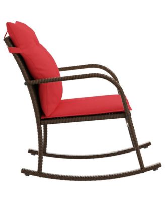 Patio Rocking Chair Brown PE rattan Medium Removable Covers