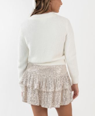 Girls' 7-12 Bow Embellished Sweater and Skort, 2-Piece Set