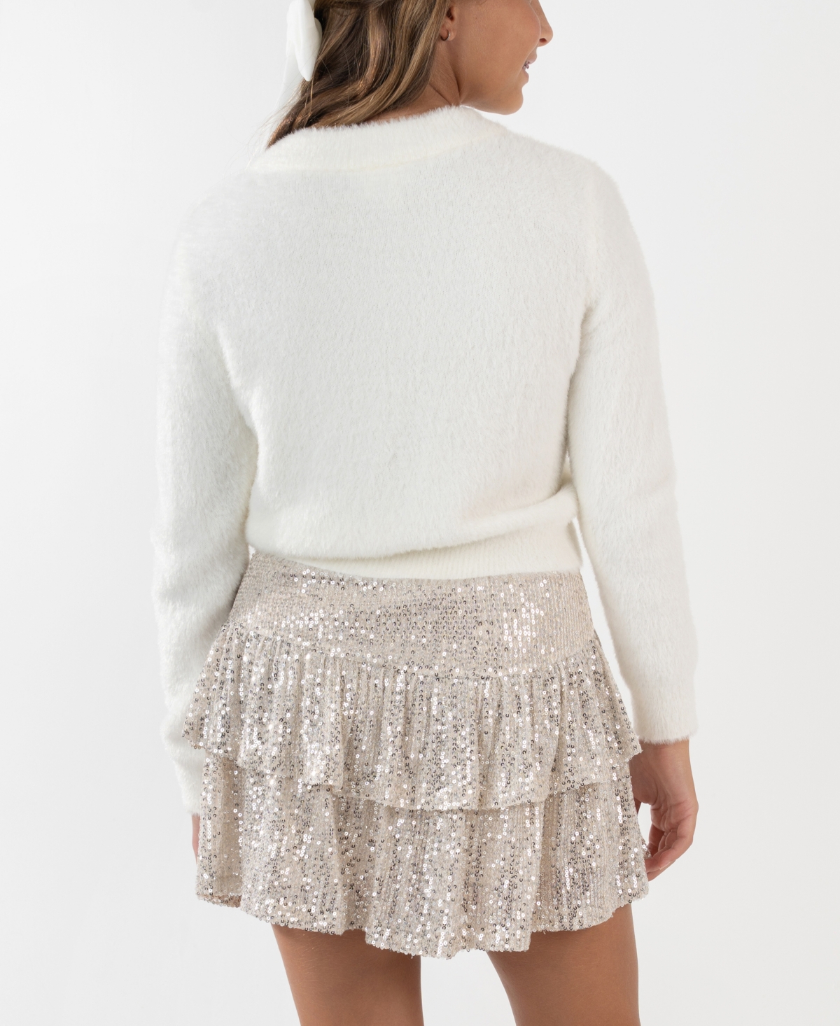 Rare Editions Girls 7-12 2-Piece Bow Embellished Sweater and Skort Set