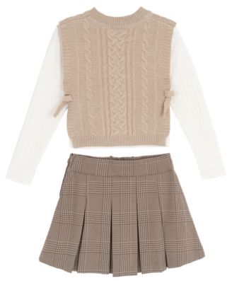 Girls' 7-12 Top, Vest and Skort, 3-Piece Set