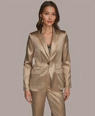 Women's Metallic One-Button Blazer